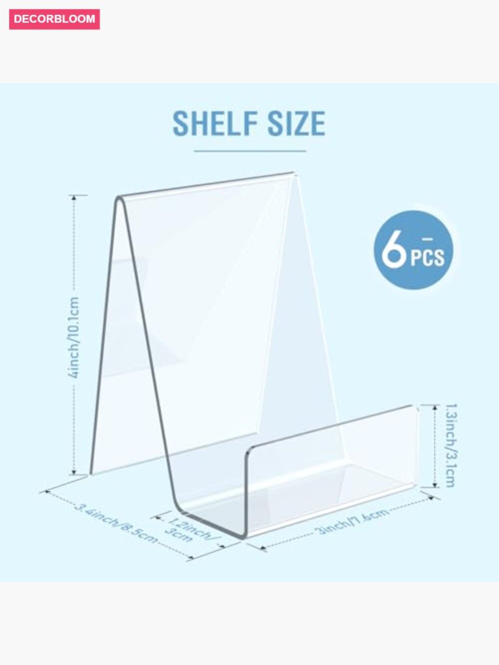6 Pack Clear Acrylic Book Display Easel Stand - Picture 3 of 7